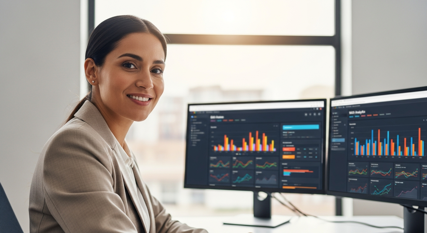 Person analyzing SEO data on dashboard