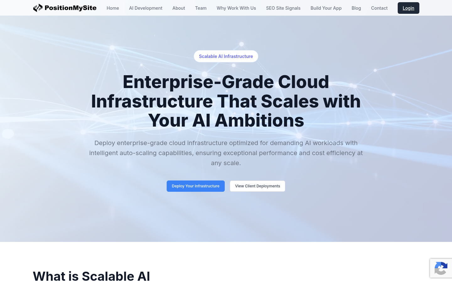 PositionMySite Scalable AI Infrastructure page: Deploy Your Infrastructure