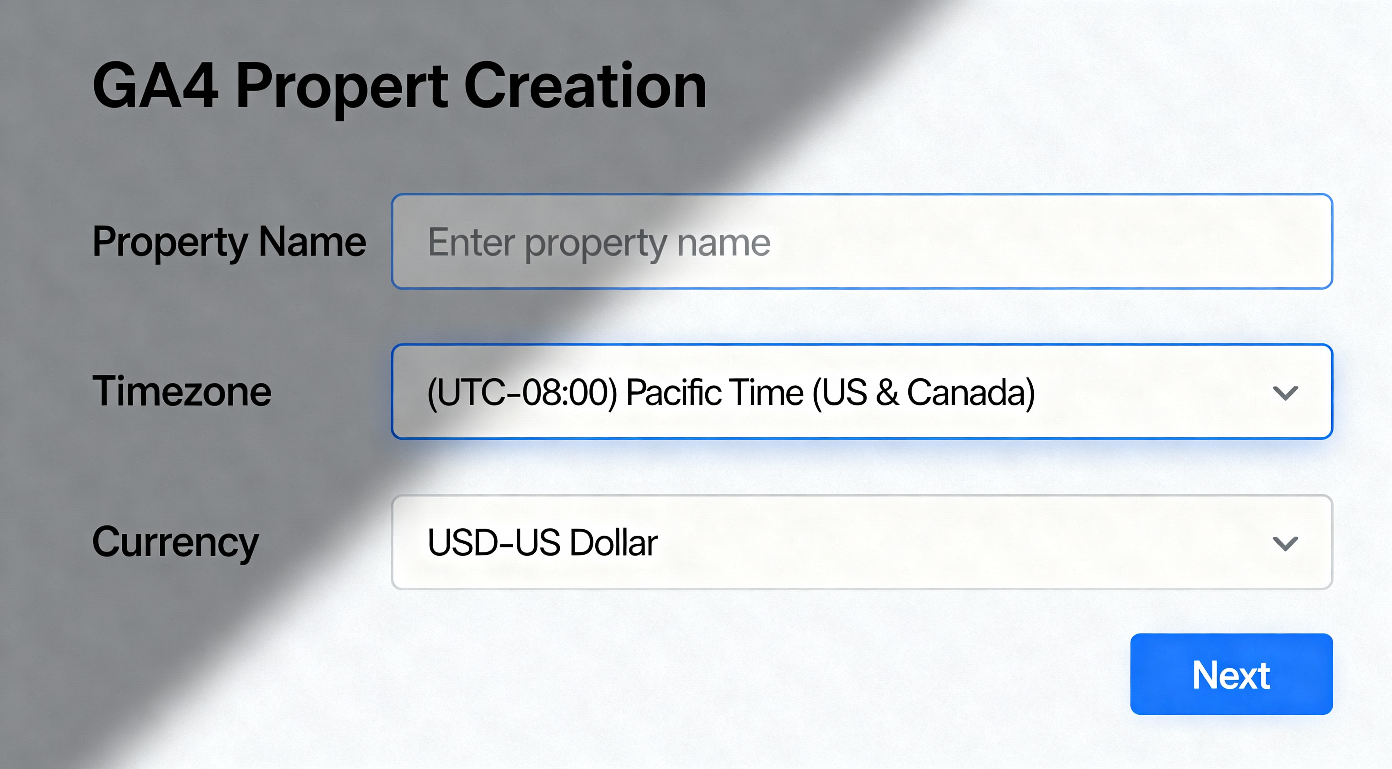 GA4 Create Property Configuration Screen