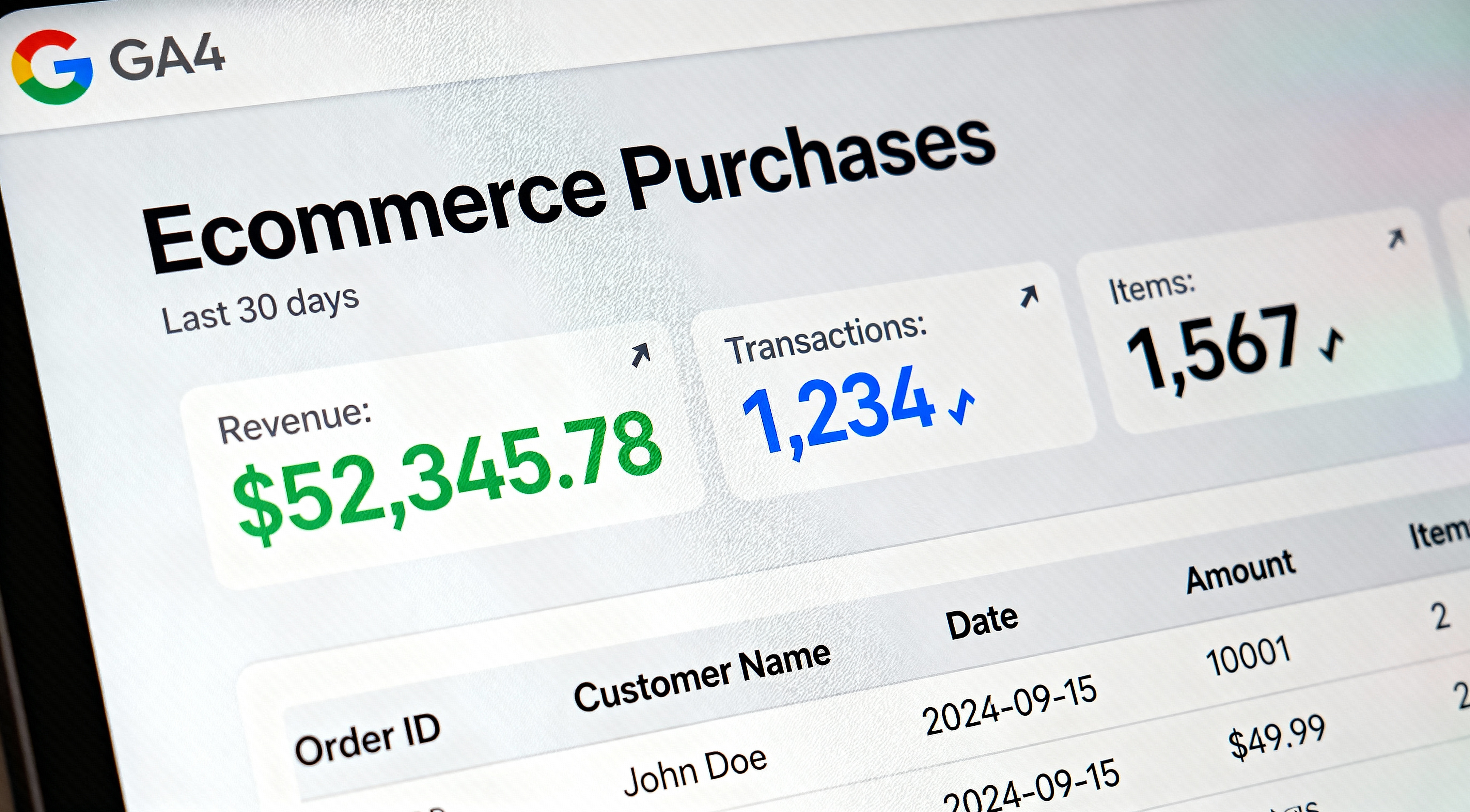 GA4 Ecommerce Purchases Report