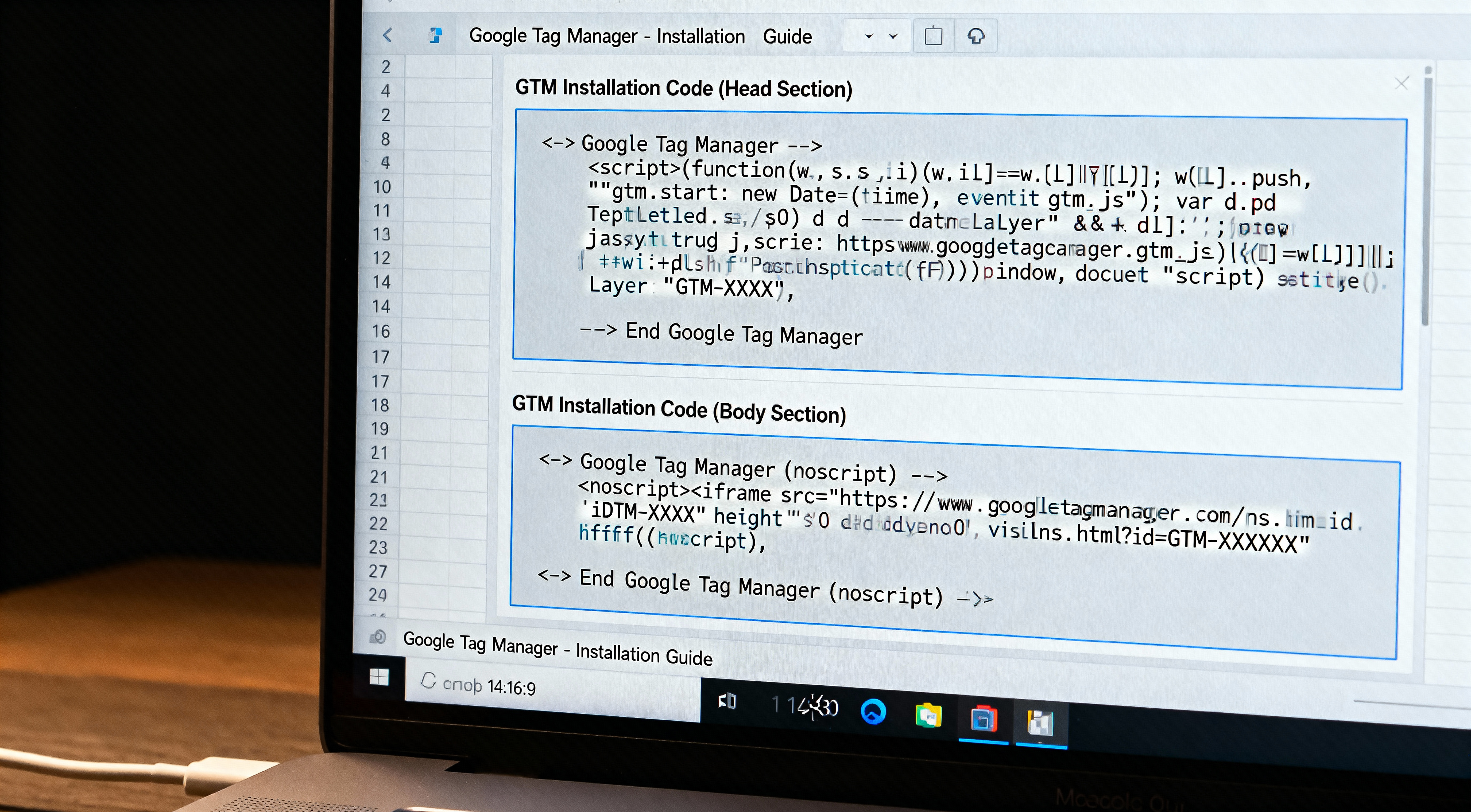 Google Tag Manager Container Installation Code
