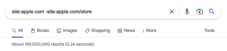 Excluding website sections from search