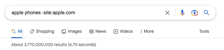 Google search command working with search operator